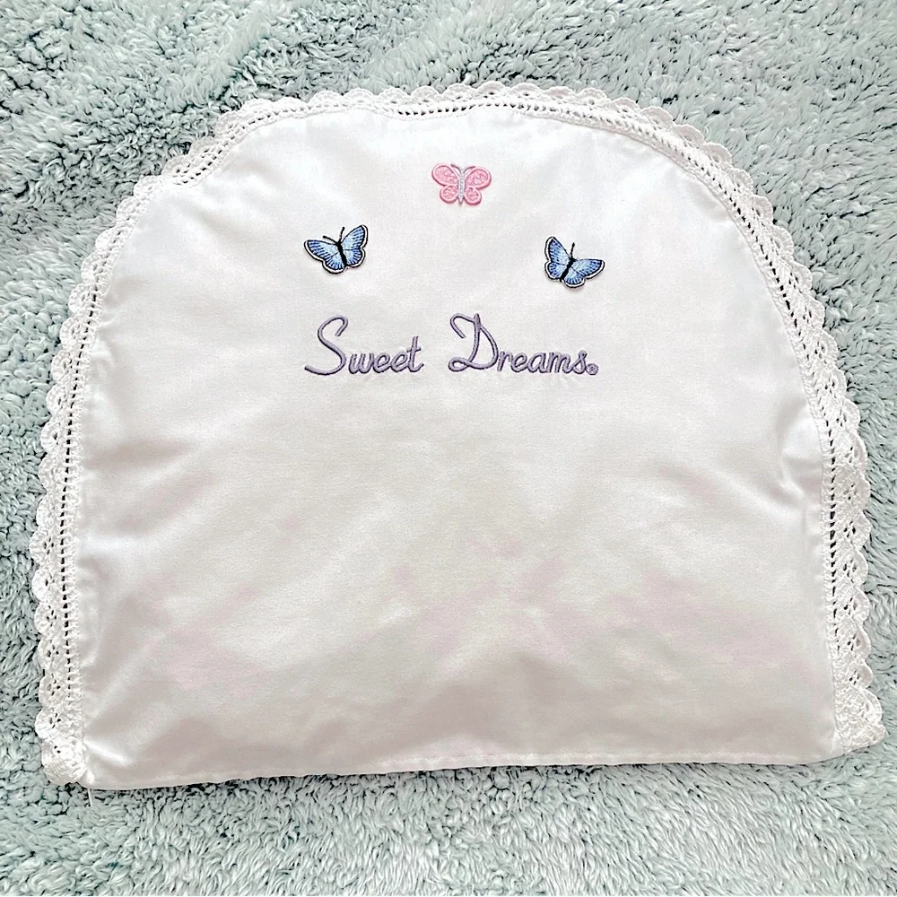 White Crochet Cotton Baby Crib Pillow